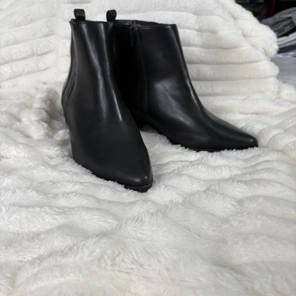 Sleek Black Leather Ankle Booties